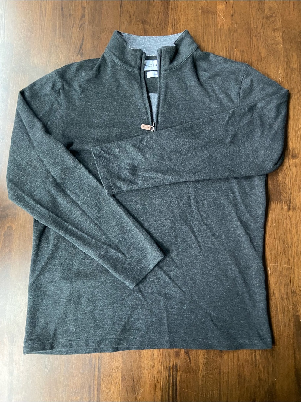 Mizzen + Main Mens 1/4 Zip Pullover Size Large Gray Performance Cotton Blend